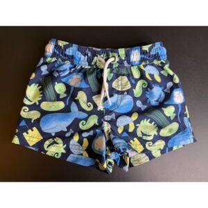 Carter's | Size 9 Months | Blue Colorful Fish Pattern Kids Baby Boys Swim Trunks